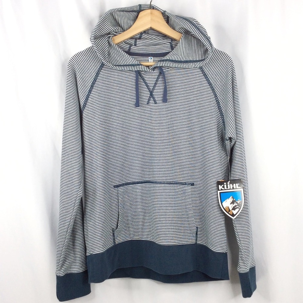 NWT Kuhl Hoodie Sweatshirt Top Women's Size Medium Blue White Striped